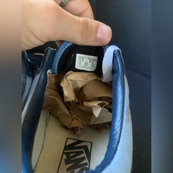 Vans Black Suede and Faded Blue Canvas Casual Sneakers Unisex M 6.65 W 8 - Picture 3 of 9